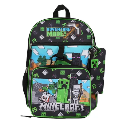 Minecraft Adventure Mode 5 Piece Kids 16" Backpack Set