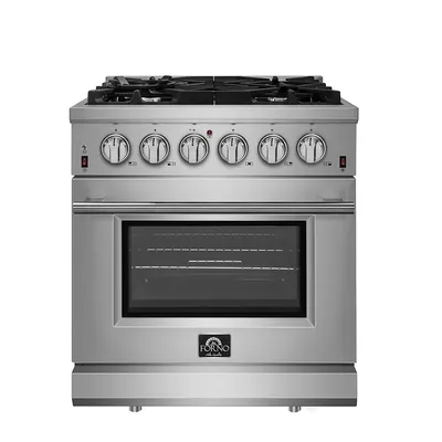 Alta Qualita Freestanding 30-inch Full Gas Range And Oven With 5 Italian Sealed Burners Cooktop - 4.32 Cu.ft. Convection Stainless Steel Oven Includes Cast Iron Accessories - FFSGS6239-30