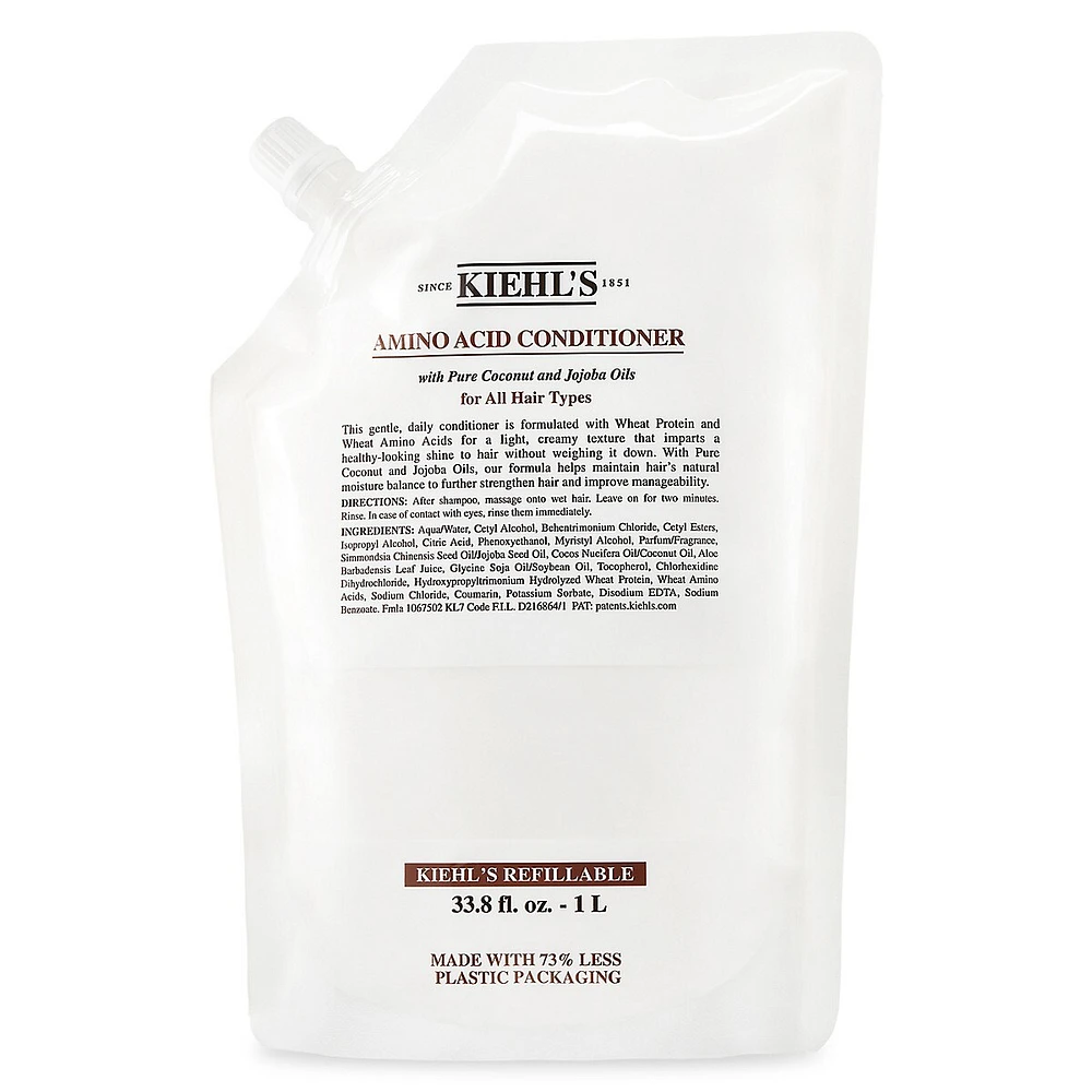 Pochette de recharge d'après-shampooing aux acides aminésde de noix de coco et à l'huile de jojoba.