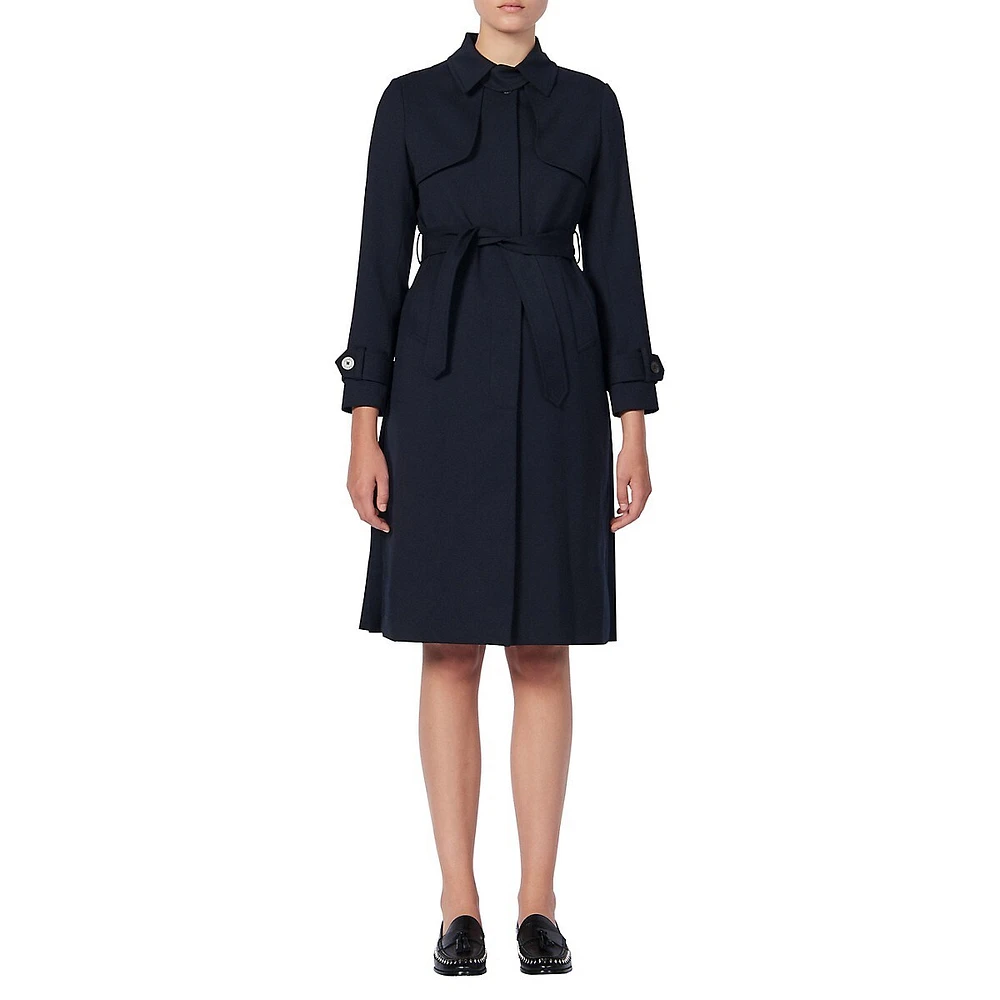 Pleated-Back Coat Dress