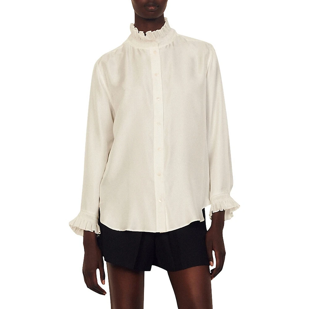 Floaty Gathered Collar Shirt