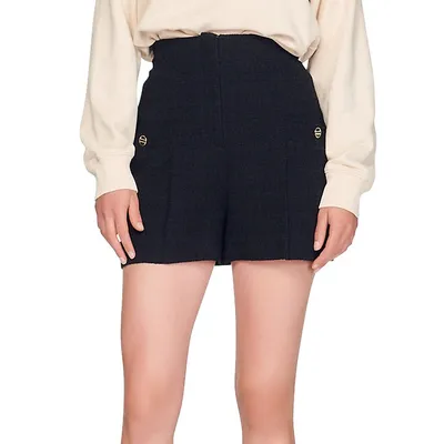 Cadaques High-Waist Tweed Shorts