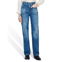 Moore Patch Pocket Faded Flare-Leg Jeans