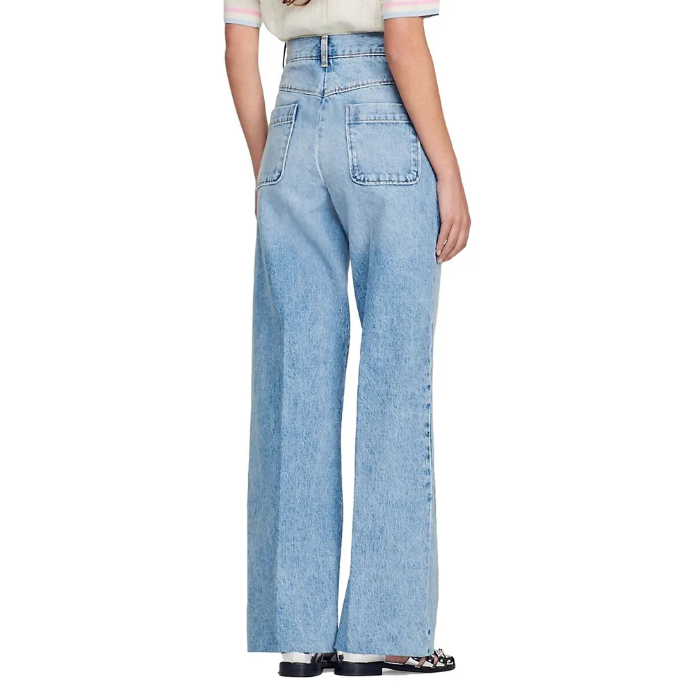 Oslo Zip-Front Wide-Leg Jeans