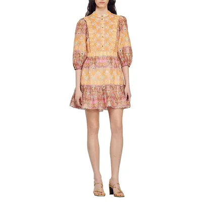 Cabourg Scarf-Print Linen-Blend Dress