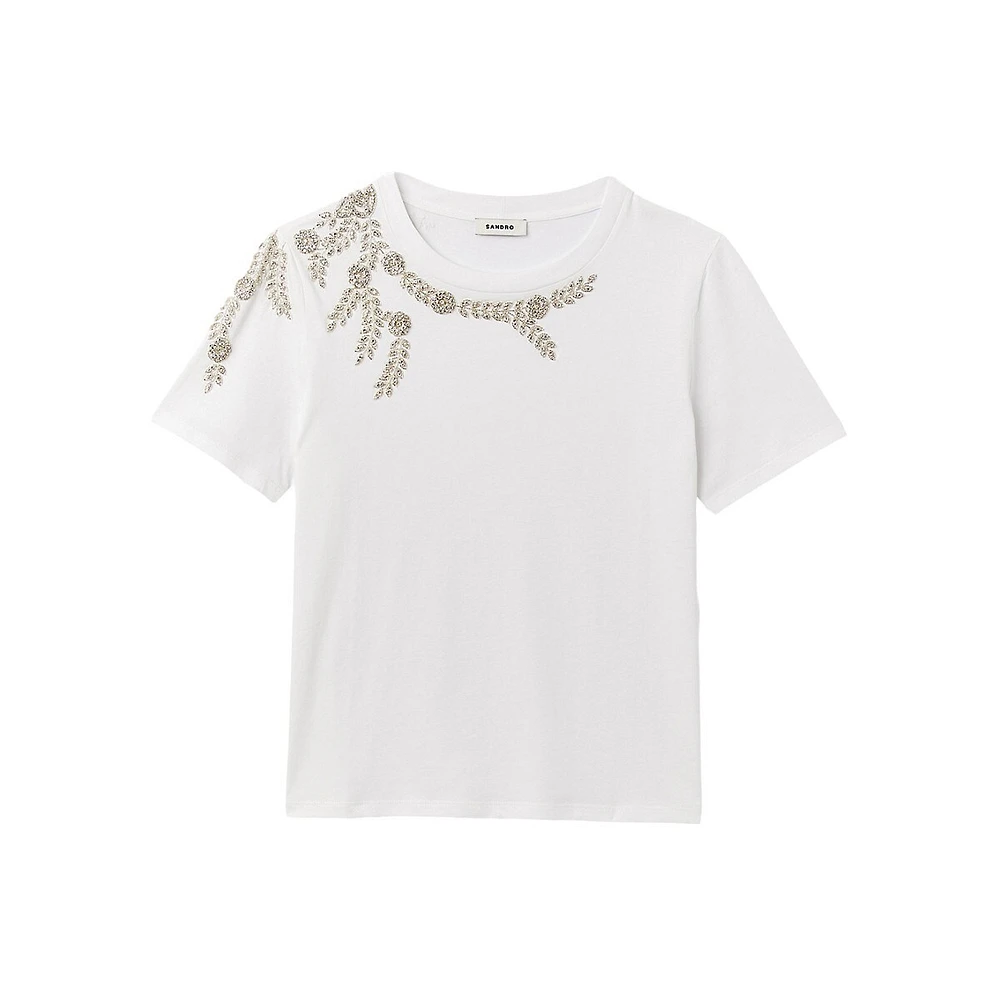 Stras Rhinestone Appliqué T-Shirt