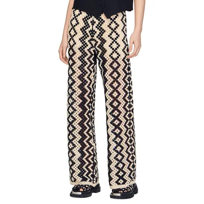 Henrik Geometric Crochet Knit Pants