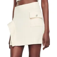 Minie Side-Ruffle Tweed Mini Skirt