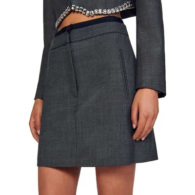 Fontaine Wool-Blend Mini Skirt