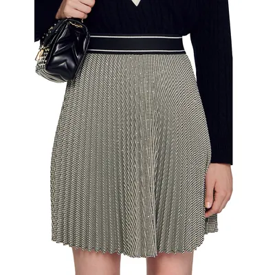 Hockney Pleated Rhinestone Mini Skirt