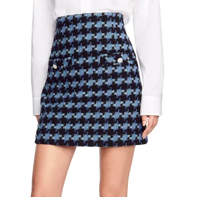 Marty Houndstooth Tweed Mini Skirt