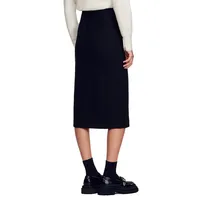 Tzara Button-Front Tweed Midi Skirt