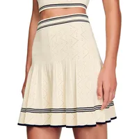 Fable Pleated Stripe Pointelle Skirt