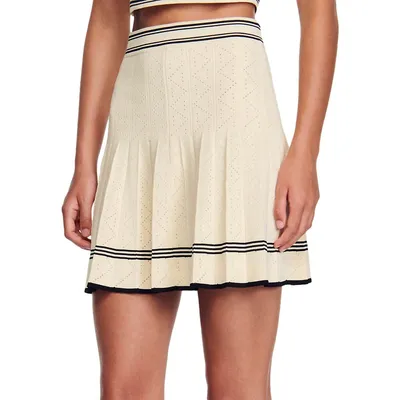 Fable Pleated Stripe Pointelle Skirt