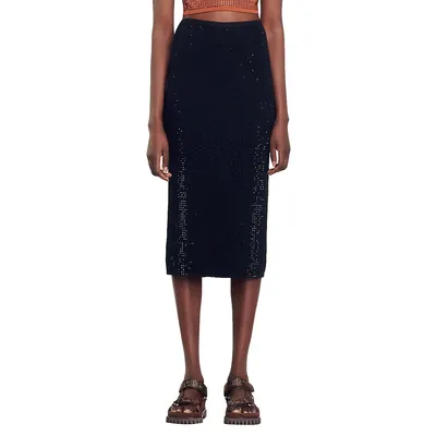 Manray Embellished Knit Midi Skirt