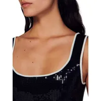 Minuit Allover Sequin Crpped Top