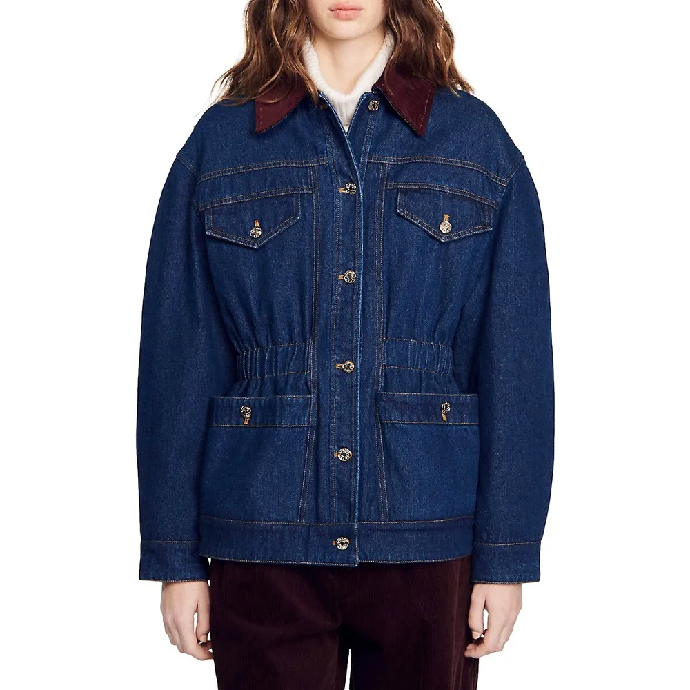 Be Edgy | Bekelvyn reversible denim jacket with faux fur collar