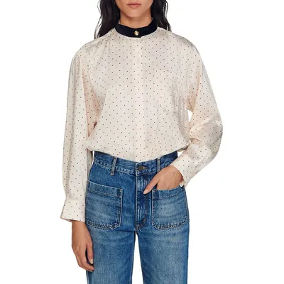 Precy Dotted Highneck Shirt