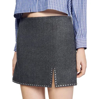Sady Embellished Wool Skirt