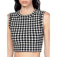 Meelou Gingham Cropped Tank Top