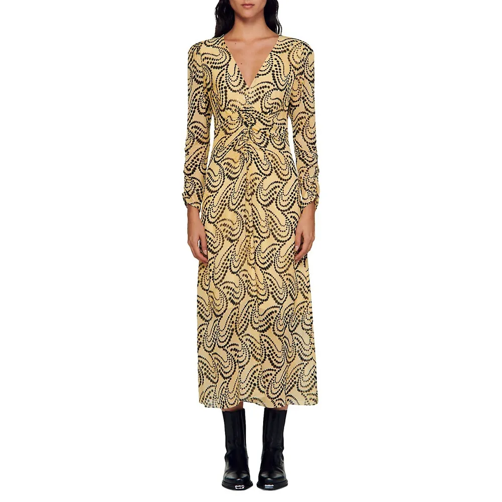 Tannya Paisley-Print Gathered Maxi Dress