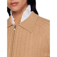 Cheryl Wool-Cashmere Cable-Knit Zip Cardigan