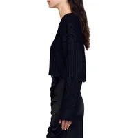 Wolly Cropped Cable-Knit Sweater