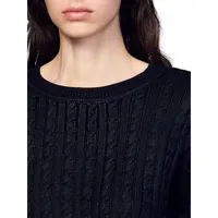 Wolly Cropped Cable-Knit Sweater