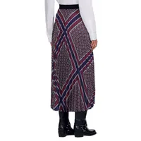 Loana Scarf-Print Midi Skirt