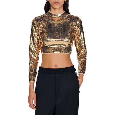 Golda Cropped Sequin Sweater