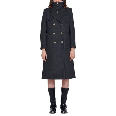 Geena Wool Double-Breasted Offier Coat