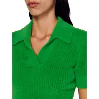 Meir Short-Sleeve Ribbed Polo Sweater