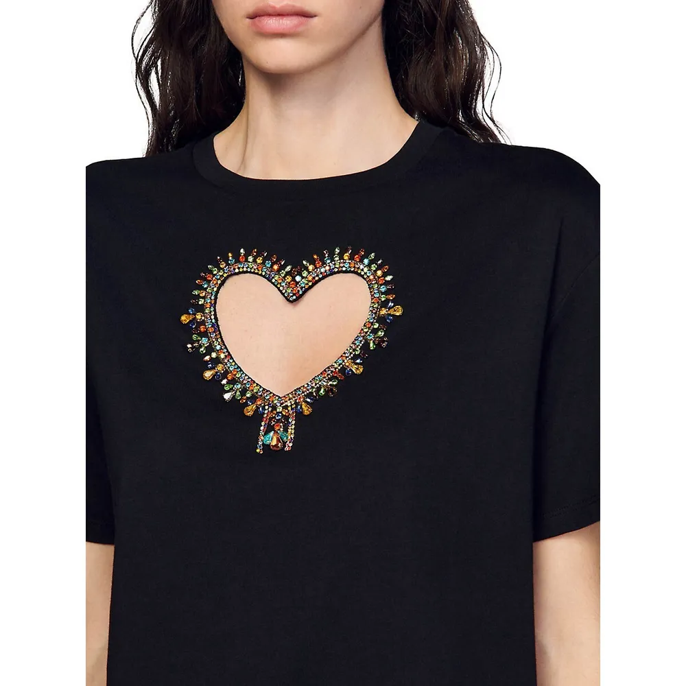 Murphy Embellished Heart-Cutout T-Shirt