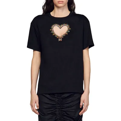 Murphy Embellished Heart-Cutout T-Shirt
