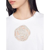 Roses Rhinestone-Embellished T-Shirt