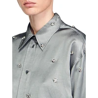 Yoncey Embellished Satin Crop Shirt