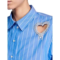 Lovely Oversized Heart Cutout Striped Shirt