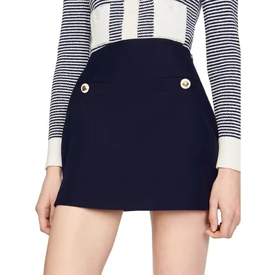 Aless Wool-Blend Twill Mini Skirt