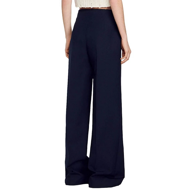 Sandro Alessi Wool-Blend Buttoned High-Waist Flare Pants