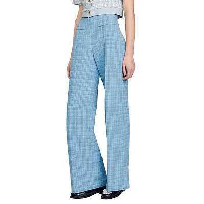 Narsy High-Waist Flared Tweed Pants