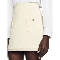 Vayie Bead-Embellished Tweed Skirt