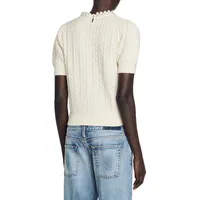 Madie Wool & Cashmere Short-Sleeve Cable Sweater