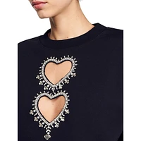 Lova Embellished Heart Cutout Sweatshirt