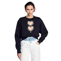 Lova Embellished Heart Cutout Sweatshirt