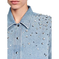 Tyss Embellished Denim Cropped Shirt