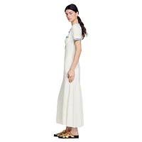 Alecia Denim-Trim Ribbed Maxi Dress