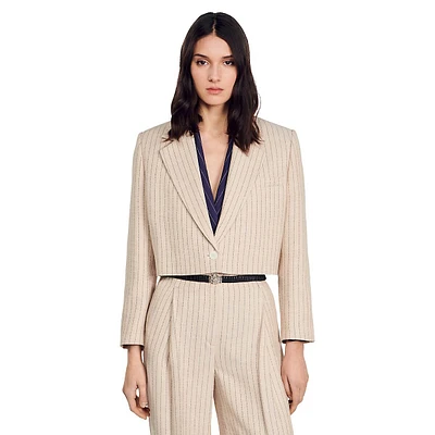 Rony Pinstripe Crop Blazer