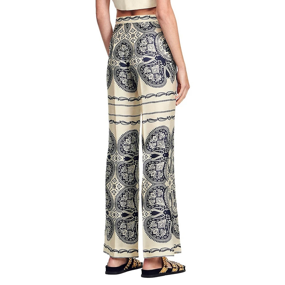 Teylor Bandana-Print Flared Pants