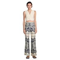 Teylor Bandana-Print Flared Pants