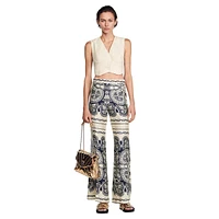 Teylor Bandana-Print Flared Pants